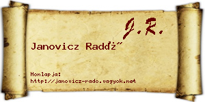 Janovicz Radó névjegykártya